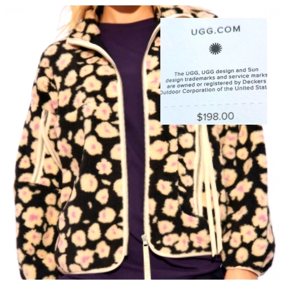 UGG "Marlene" floral fleece jacket w/ stand-up collar - Picture 2 of 10